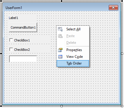 UserForm Right Click Tab Order