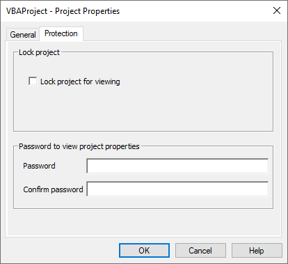 VBA Project Properties Protection