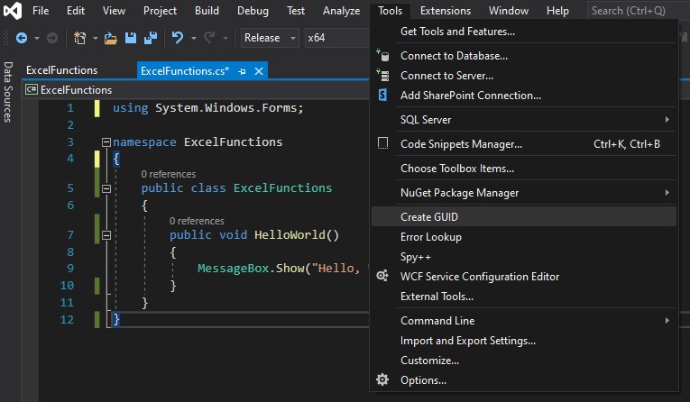 Visual Studio Create GUID