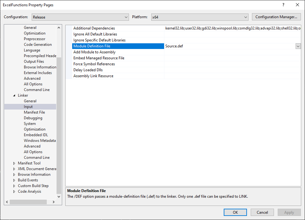 Visual Studio Module Definition File