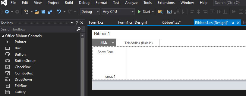 Visual Studio Ribbon Designer
