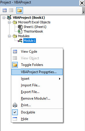 VBA Project Properties